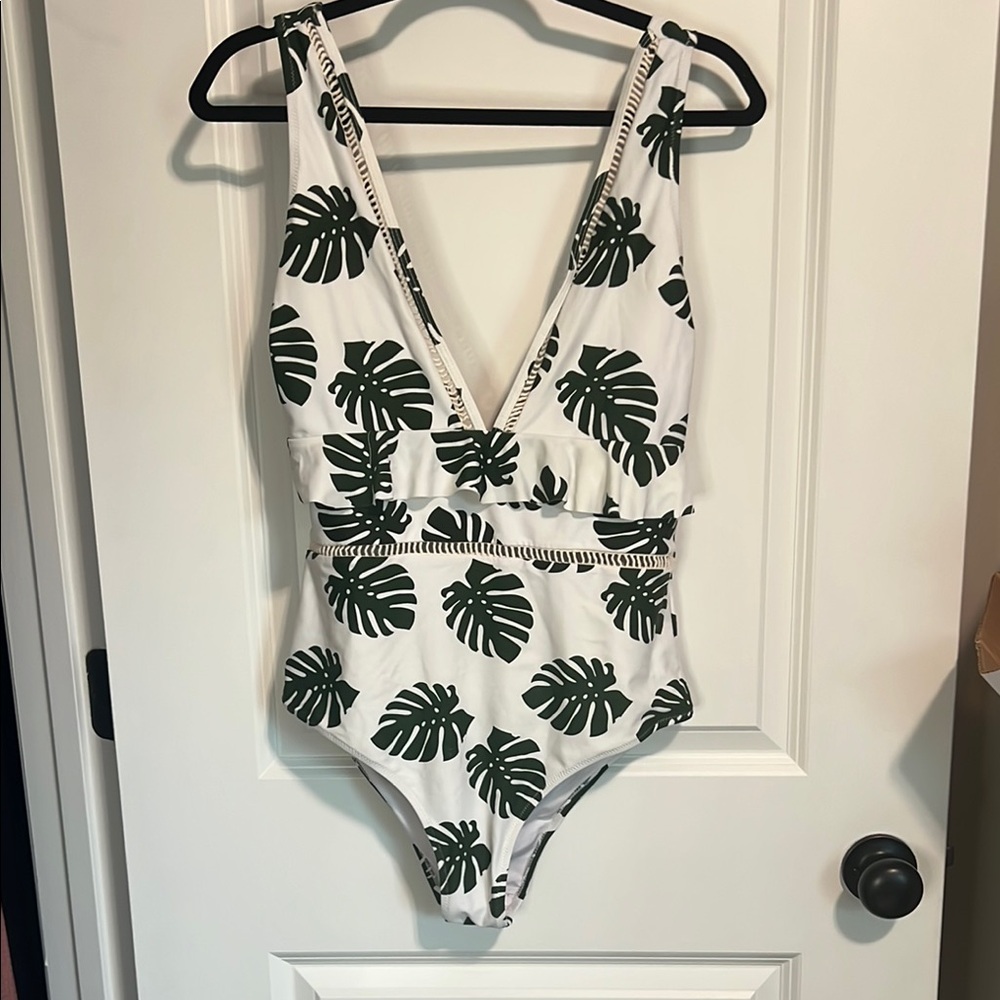 Tropical Leaf Print One-Piece Swimsuit
